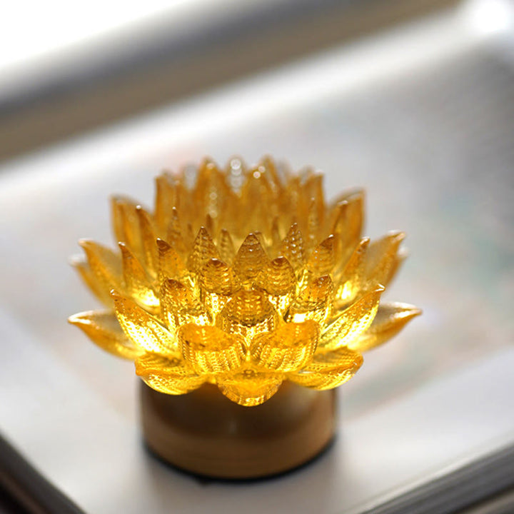 Buddha Stones Décoration intérieure Lotus Liuli en verre, cuivre et laiton, symbole de nouveau départ - image 8