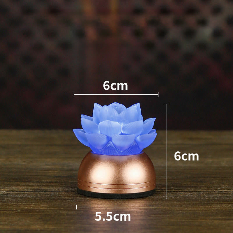 Buddha Stones Décoration intérieure Lotus Liuli en verre et cuivre pour un nouveau départ - Rechargeable bleu (6*6*5,5 cm) - image 14