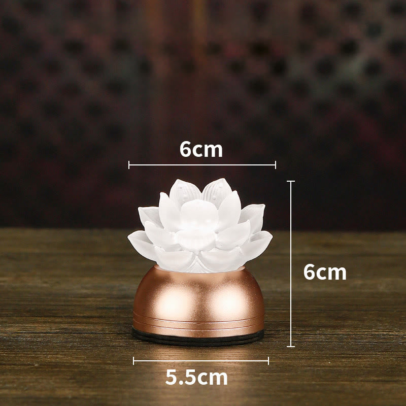 Buddha Stones Décoration intérieure Lotus Liuli en verre et cuivre pour un nouveau départ - Rechargeable blanc (6*6*5,5 cm) - image 17