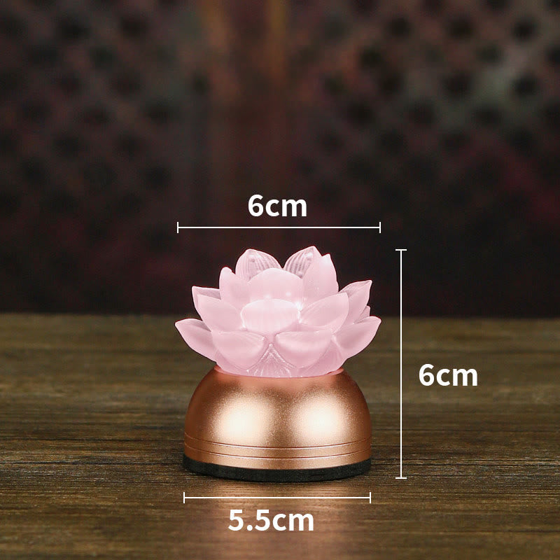 Buddha Stones Décoration intérieure Lotus Liuli en verre et cuivre pour un nouveau départ - Rechargeable rose (6*6*5,5 cm) - image 18