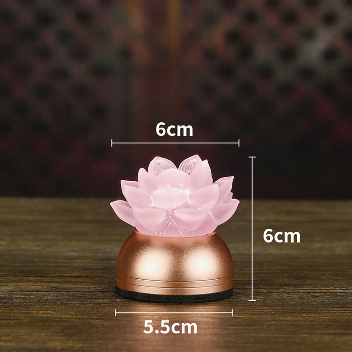 Buddha Stones Décoration intérieure Lotus Liuli en verre et cuivre pour un nouveau départ - Rechargeable rose (6*6*5,5 cm) - image 18