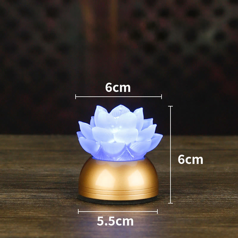 Buddha Stones Décoration intérieure Lotus Liuli en verre et cuivre pour un nouveau départ - Cuivre bleuet rechargeable (6*6*5,5 cm) - image 23