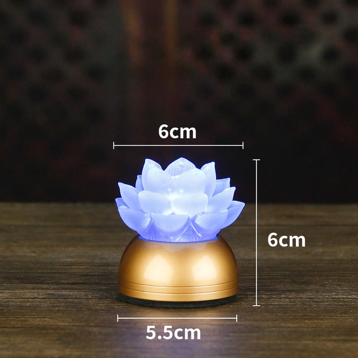 Buddha Stones Décoration intérieure Lotus Liuli en verre et cuivre pour un nouveau départ - Cuivre bleuet rechargeable (6*6*5,5 cm) - image 23