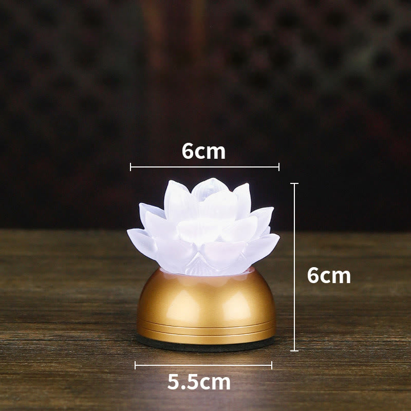 Buddha Stones Décoration intérieure Lotus Liuli en verre et cuivre pour un nouveau départ - Cuivre blanc rechargeable (6*6*5,5 cm) - image 24