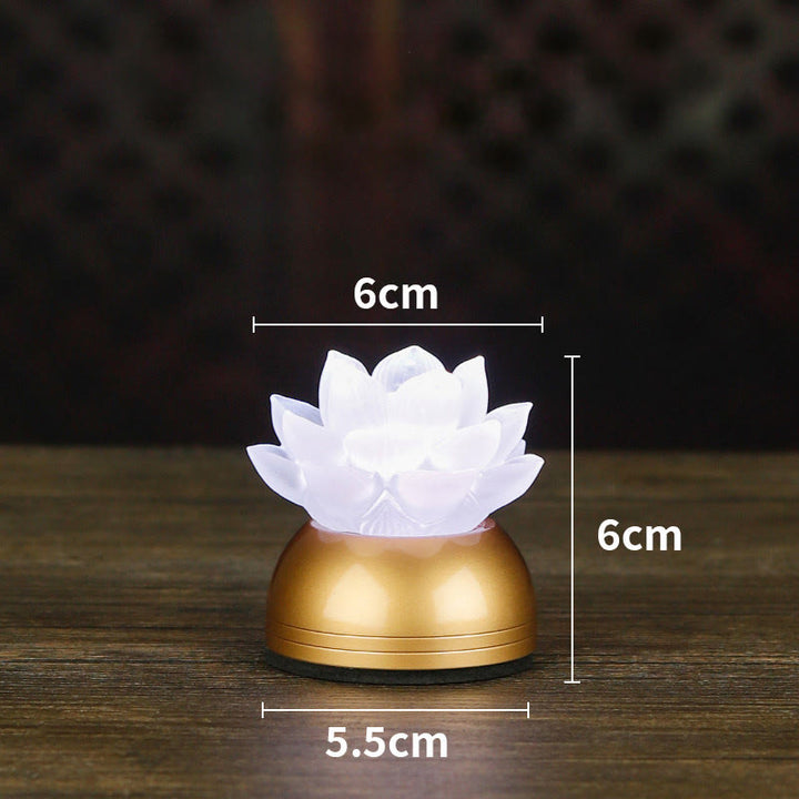 Buddha Stones Décoration intérieure Lotus Liuli en verre et cuivre pour un nouveau départ - Cuivre blanc rechargeable (6*6*5,5 cm) - image 24