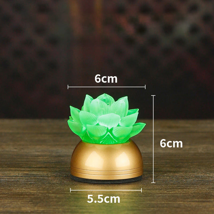 Buddha Stones Décoration intérieure Lotus Liuli en verre et cuivre pour un nouveau départ - Rechargeable vert cuivre (6*6*5,5 cm) - image 25