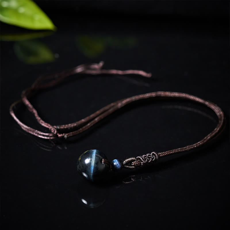 Buddha Stones Collier pendentif en obsidienne œil de tigre, obsidienne argentée, obsidienne dorée, obsidienne arc-en-ciel, symbole positif - image 3