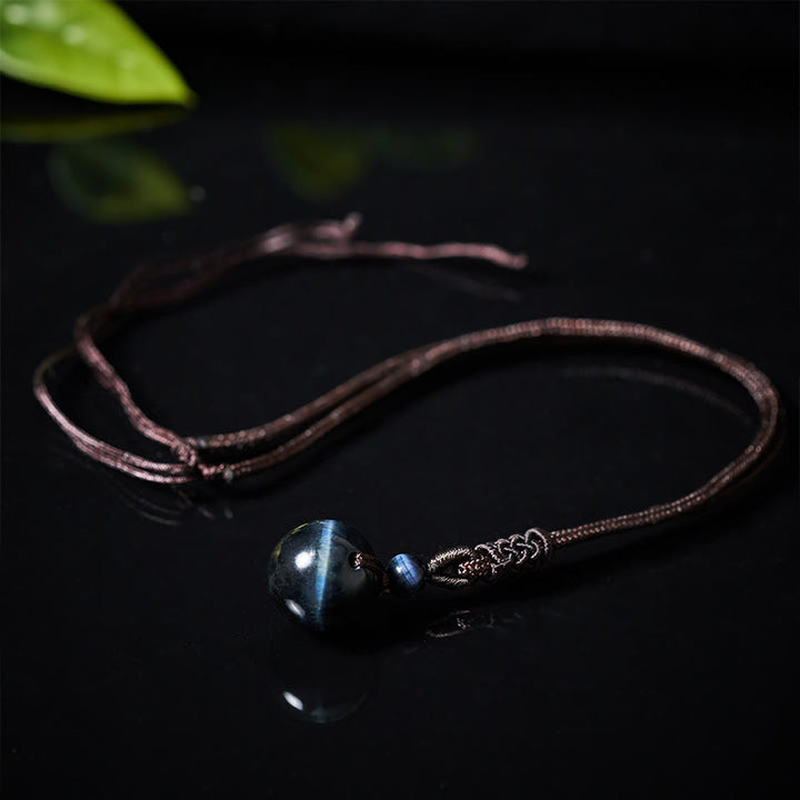 Buddha Stones Collier pendentif en obsidienne œil de tigre, obsidienne argentée, obsidienne dorée, obsidienne arc-en-ciel, symbole positif - image 3