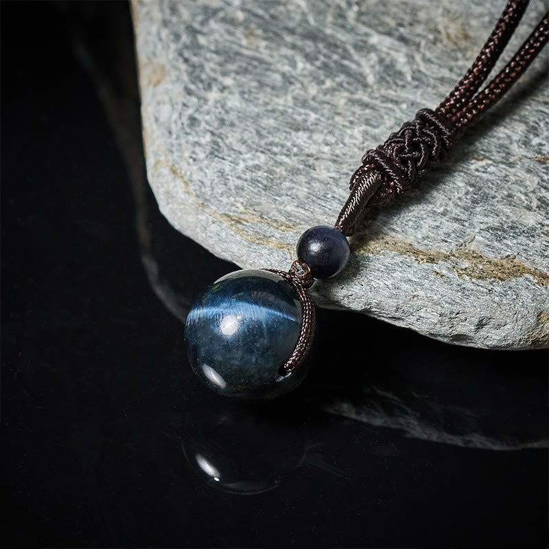 Buddha Stones Collier pendentif en obsidienne œil de tigre, obsidienne argentée, obsidienne dorée, obsidienne arc-en-ciel, symbole positif - image 2