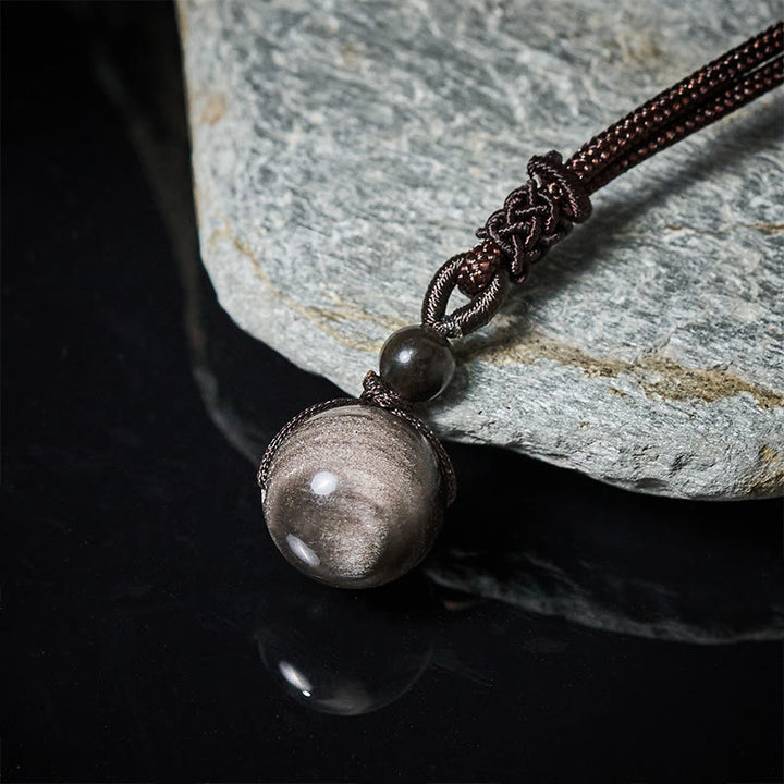 Buddha Stones Collier pendentif en obsidienne œil de tigre, obsidienne argentée, obsidienne dorée, obsidienne arc-en-ciel, symbole positif - image 6