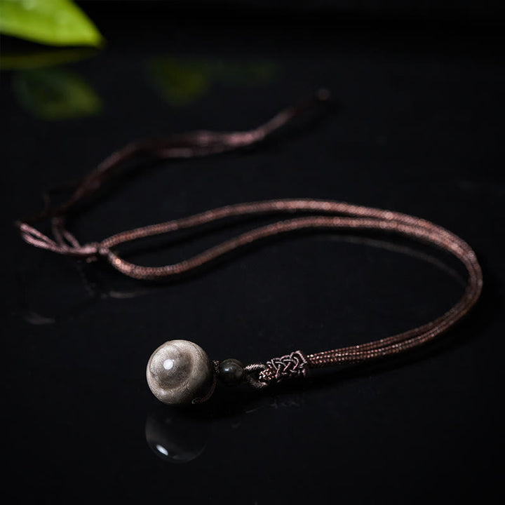 Buddha Stones Collier pendentif en obsidienne œil de tigre, obsidienne argentée, obsidienne dorée, obsidienne arc-en-ciel, symbole positif - image 7