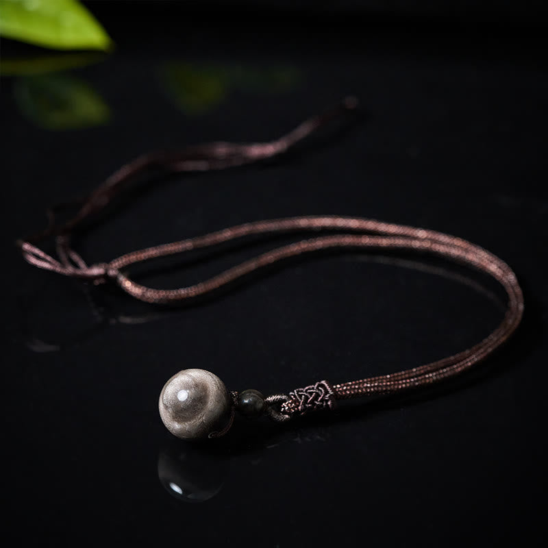 Buddha Stones Collier pendentif en obsidienne œil de tigre, obsidienne argentée, obsidienne dorée, obsidienne arc-en-ciel, symbole positif - image 7