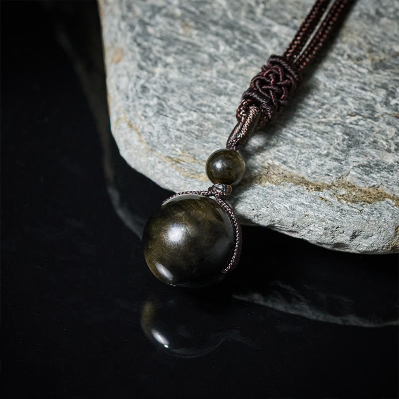 Buddha Stones Collier pendentif en obsidienne œil de tigre, obsidienne argentée, obsidienne dorée, obsidienne arc-en-ciel, symbole positif - image 10