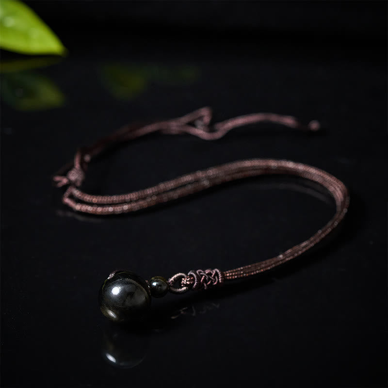 Buddha Stones Collier pendentif en obsidienne œil de tigre, obsidienne argentée, obsidienne dorée, obsidienne arc-en-ciel, symbole positif - image 11