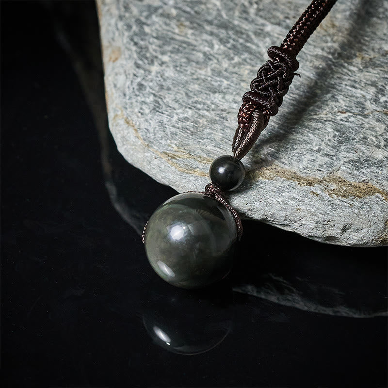 Buddha Stones Collier pendentif en obsidienne œil de tigre, obsidienne argentée, obsidienne dorée, obsidienne arc-en-ciel, symbole positif - image 14