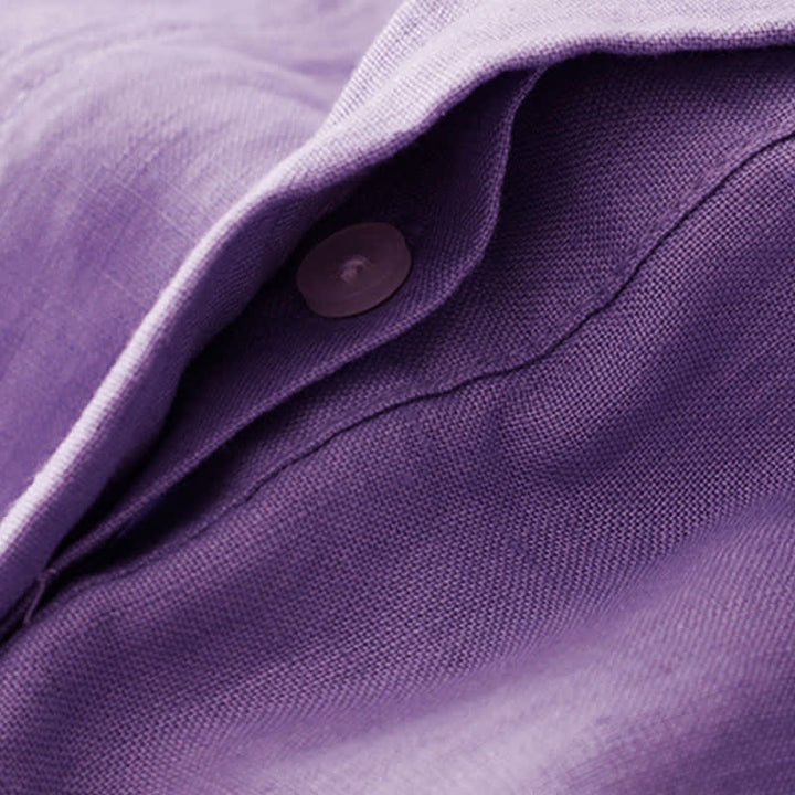 Buddha Stones Robe midi d'été sans manches en coton à revers en dentelle ajourée et poches - image 9