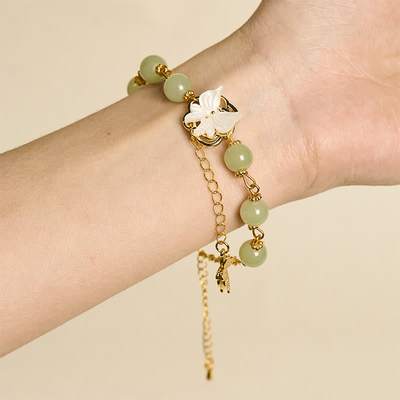 Buddha Stones Bracelet de bénédiction d'amour en perles de verre Liuli avec papillon - image 7