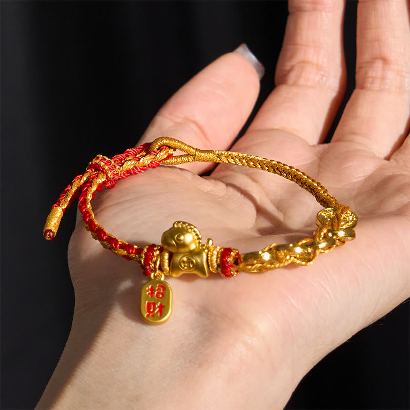 Buddha Stones Bracelet porte-bonheur Année du Cheval, fil rouge, cinq pièces de l'empereur - image 2