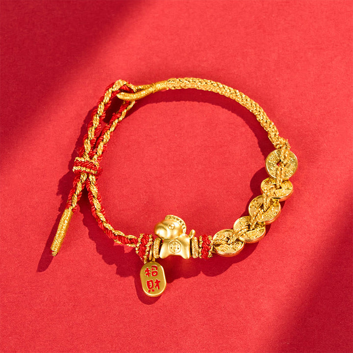 Buddha Stones Bracelet porte-bonheur Année du Cheval, fil rouge, cinq pièces de l'empereur - image 0