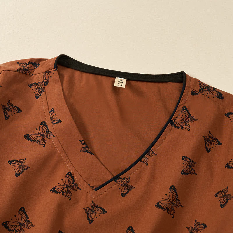 Buddha Stones Chemise à manches longues en polyester à col en V et motif papillon pour femme - image 4