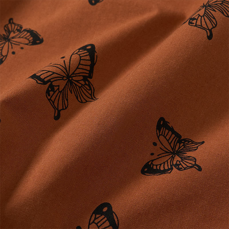 Buddha Stones Chemise à manches longues en polyester à col en V et motif papillon pour femme - image 1