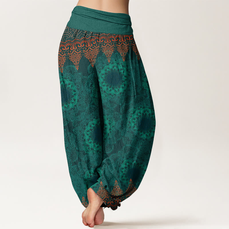 Pantalon sarouel femme en pur coton à motifs mandalas triangulaires et Buddha Stones, taille élastique - image 16