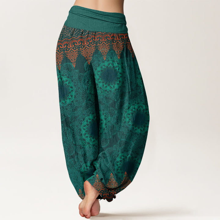 Pantalon sarouel femme en pur coton à motifs mandalas triangulaires et Buddha Stones, taille élastique - image 16