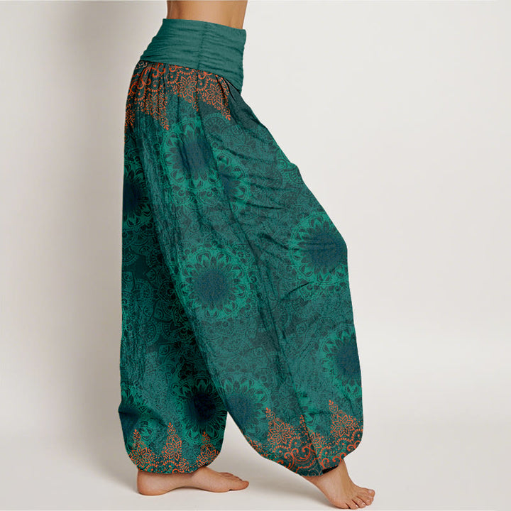 Pantalon sarouel femme en pur coton à motifs mandalas triangulaires et Buddha Stones, taille élastique - image 15
