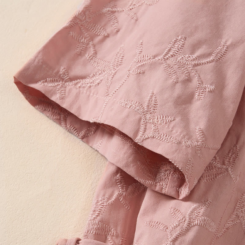 Buddha Stones Chemise en coton à manches longues et col en V pour femme, motif feuilles, idéale pour le printemps - image 6