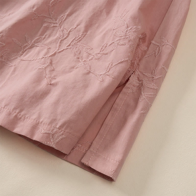 Buddha Stones Chemise en coton à manches longues et col en V pour femme, motif feuilles, idéale pour le printemps - image 5