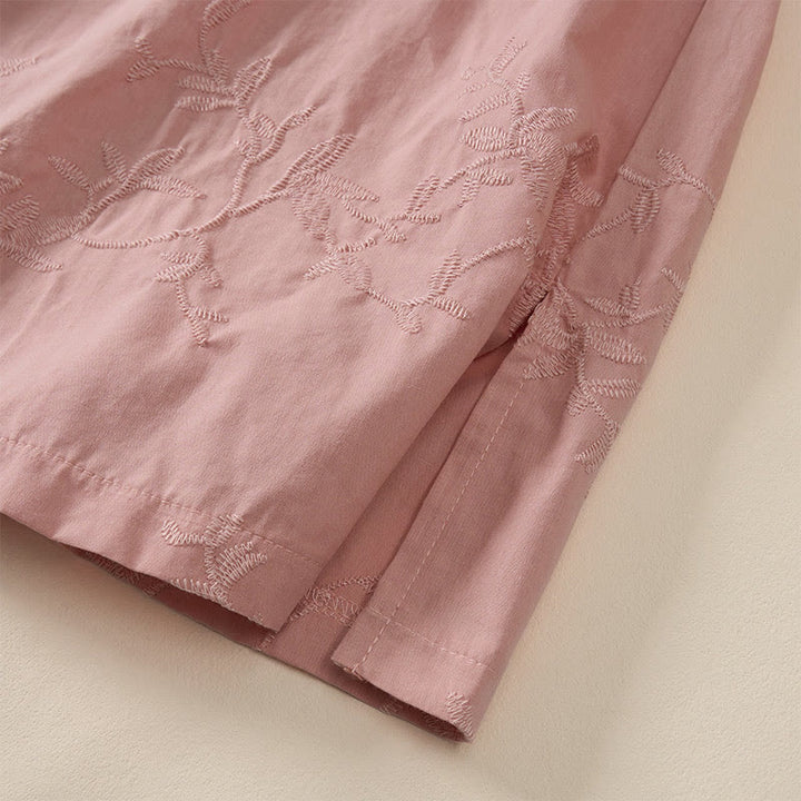 Buddha Stones Chemise en coton à manches longues et col en V pour femme, motif feuilles, idéale pour le printemps - image 5