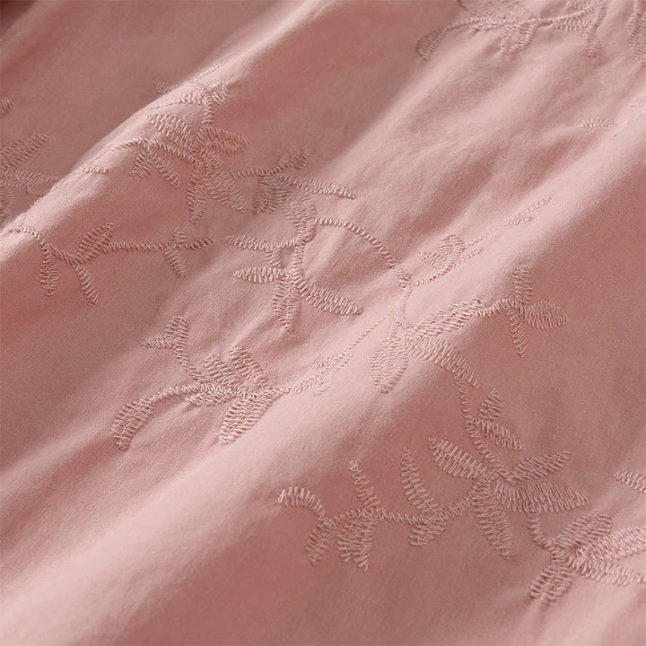 Buddha Stones Chemise en coton à manches longues et col en V pour femme, motif feuilles, idéale pour le printemps - image 1