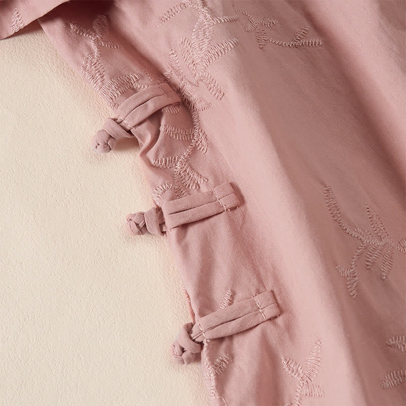 Buddha Stones Chemise en coton à manches longues et col en V pour femme, motif feuilles, idéale pour le printemps - image 2