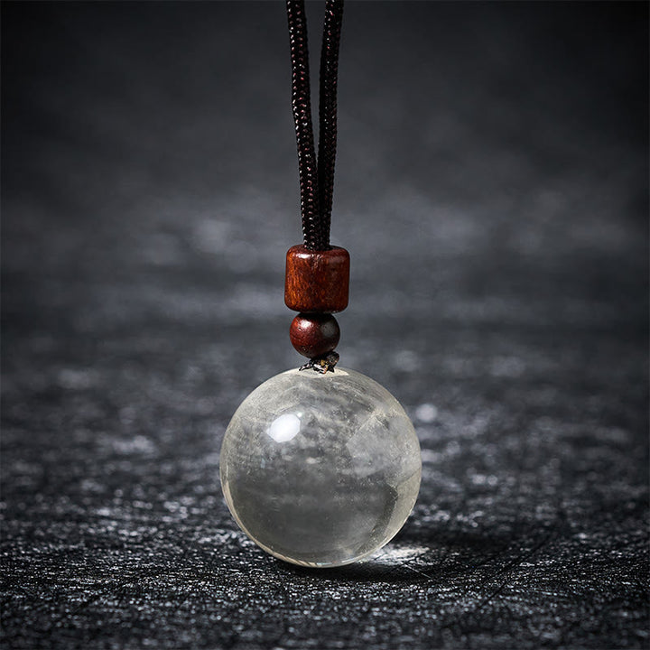 Buddha Stones Collier pendentif de protection en cristal blanc, cristal rose, œil de tigre et quartz fumé - Cristal blanc - image 1