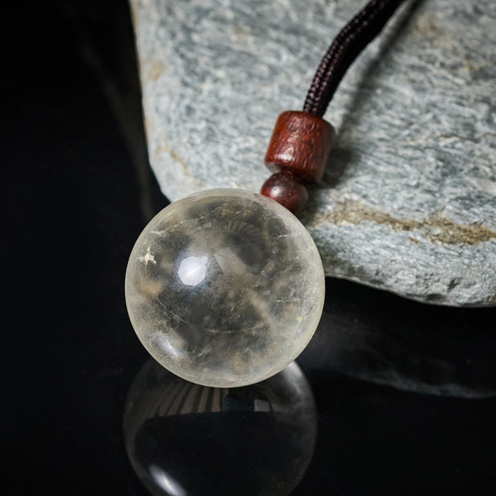 Buddha Stones Collier pendentif de protection en cristal blanc, cristal rose, œil de tigre et quartz fumé - image 2