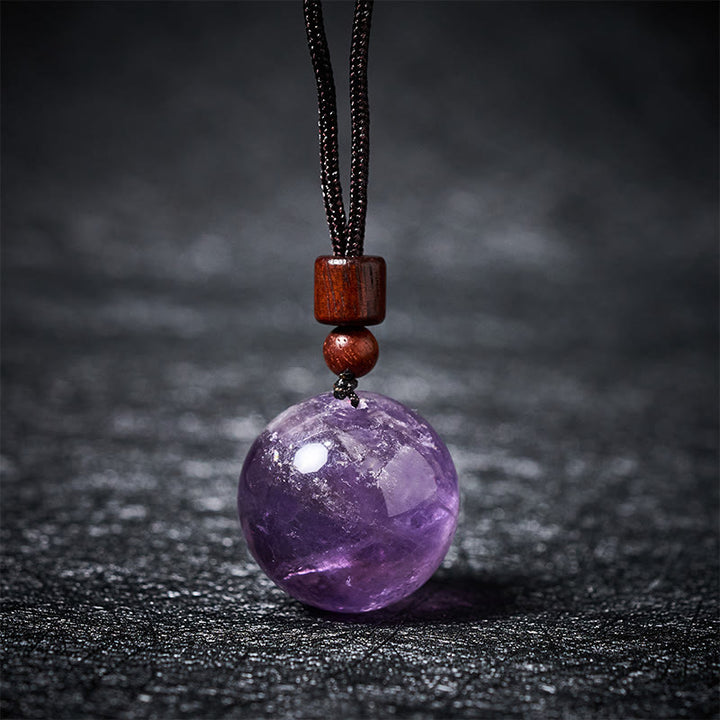Buddha Stones Collier pendentif de protection en cristal blanc, cristal rose, œil de tigre et quartz fumé - Améthyste - image 13