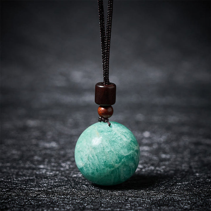 Buddha Stones Collier pendentif de protection en cristal blanc, cristal rose, œil de tigre et quartz fumé - Amazonite - image 17
