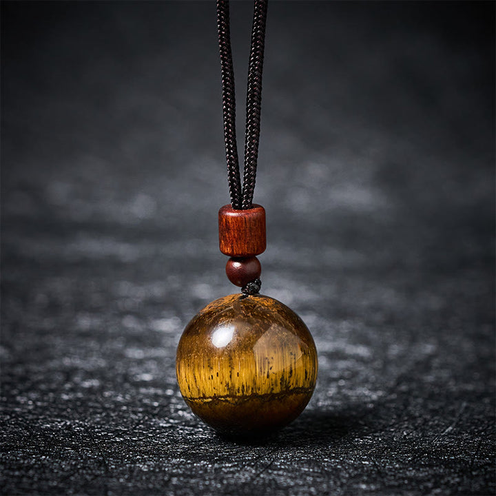 Buddha Stones Collier pendentif de protection en cristal blanc, cristal rose, œil de tigre et quartz fumé - Œil de tigre jaune - image 21