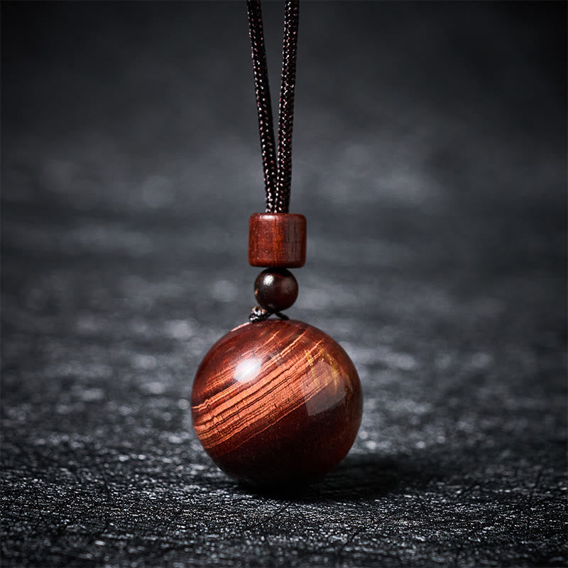 Buddha Stones Collier pendentif de protection en cristal blanc, cristal rose, œil de tigre et quartz fumé - Œil de tigre rouge - image 29