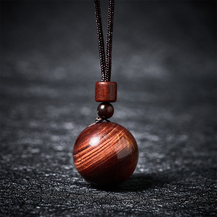 Buddha Stones Collier pendentif de protection en cristal blanc, cristal rose, œil de tigre et quartz fumé - Œil de tigre rouge - image 29