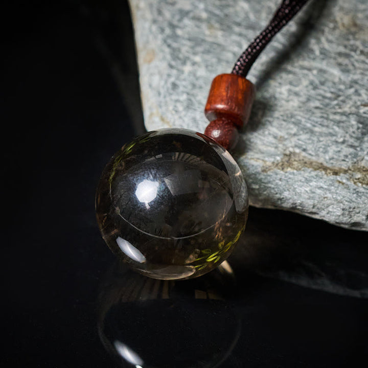 Buddha Stones Collier pendentif de protection en cristal blanc, cristal rose, œil de tigre et quartz fumé - image 34