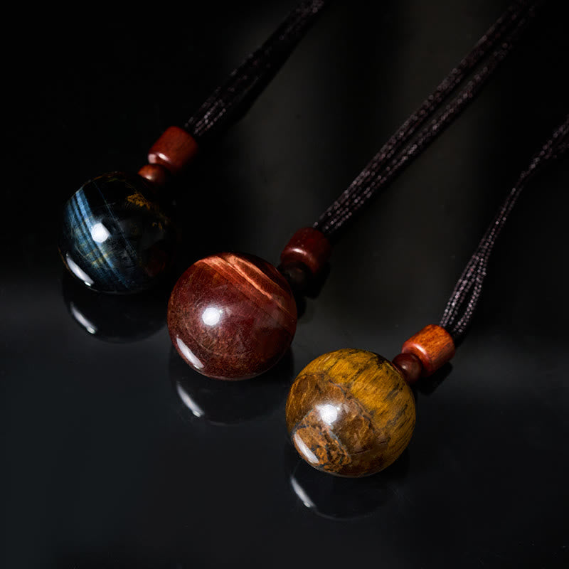 Buddha Stones Collier pendentif de protection en cristal blanc, cristal rose, œil de tigre et quartz fumé - image 37