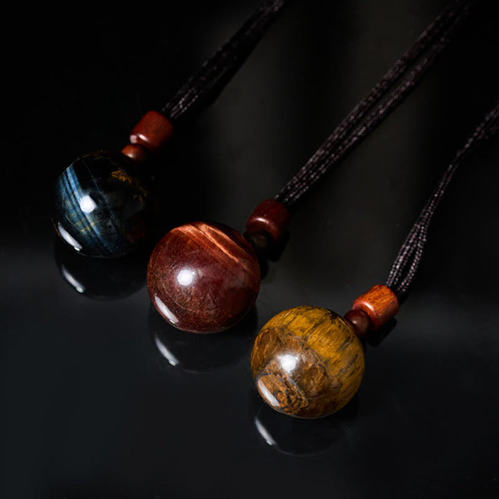 Buddha Stones Collier pendentif de protection en cristal blanc, cristal rose, œil de tigre et quartz fumé - image 37