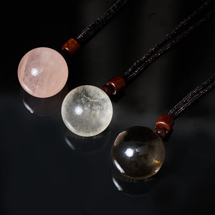 Buddha Stones Collier pendentif de protection en cristal blanc, cristal rose, œil de tigre et quartz fumé - image 39