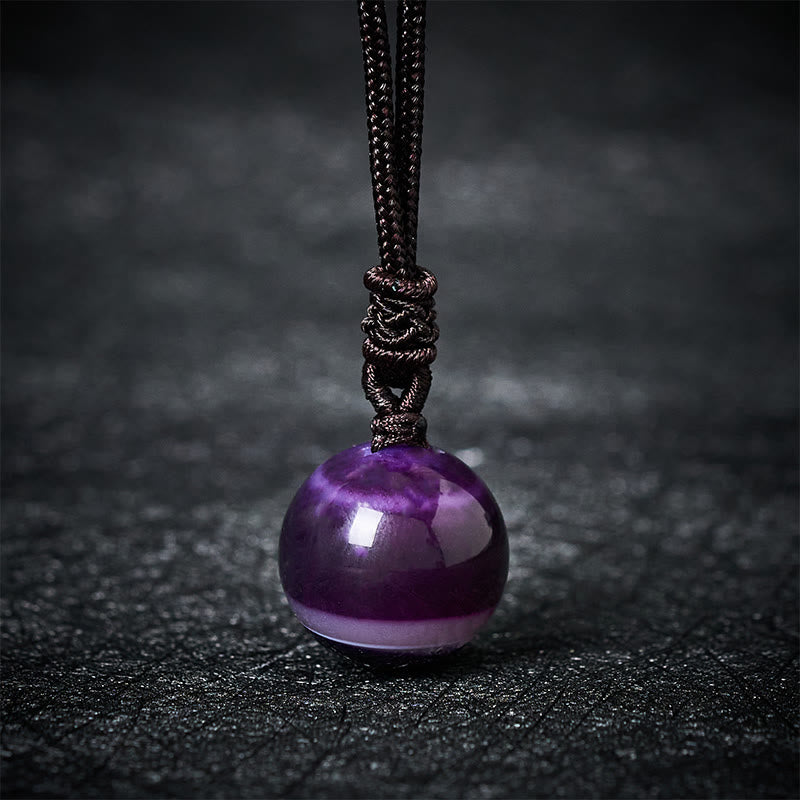 Buddha Stones Collier pendentif équilibre en améthyste, agate jaune, agate variée, cristal rose, lazurite, lapis-lazuli - Agate violette - image 11