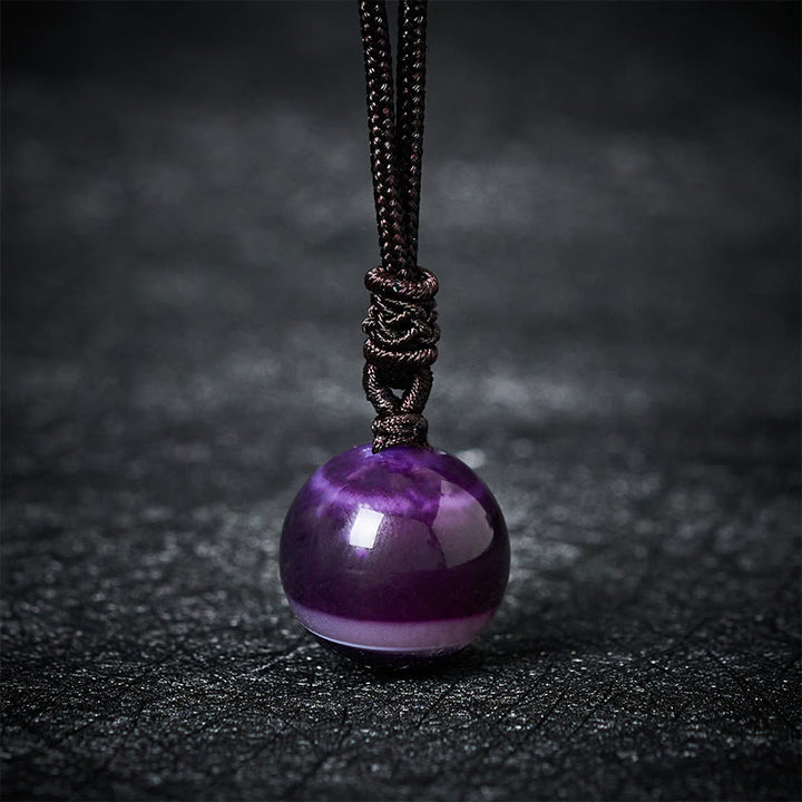 Buddha Stones Collier pendentif équilibre en améthyste, agate jaune, agate variée, cristal rose, lazurite, lapis-lazuli - Agate violette - image 11
