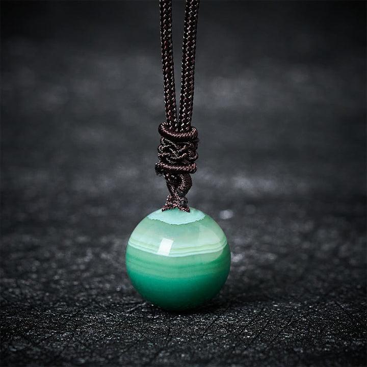 Buddha Stones Collier pendentif équilibre en améthyste, agate jaune, agate variée, cristal rose, lazurite, lapis-lazuli - Agate verte - image 7