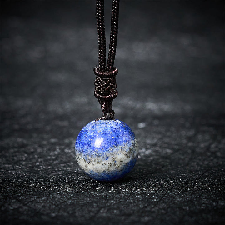 Buddha Stones Collier pendentif équilibre en améthyste, agate jaune, agate variée, cristal rose, lazurite, lapis-lazuli - Lazurite - image 23