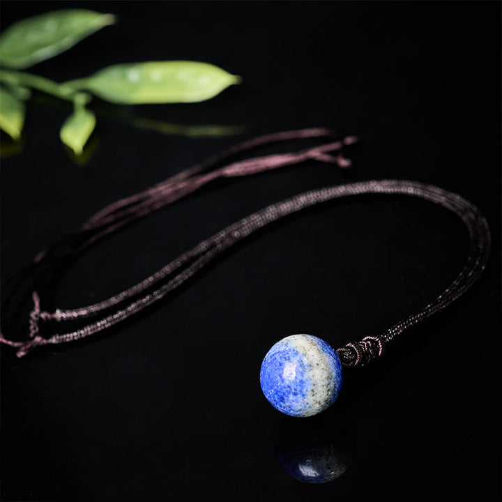 Buddha Stones Collier pendentif équilibre en améthyste, agate jaune, agate variée, cristal rose, lazurite, lapis-lazuli - image 25