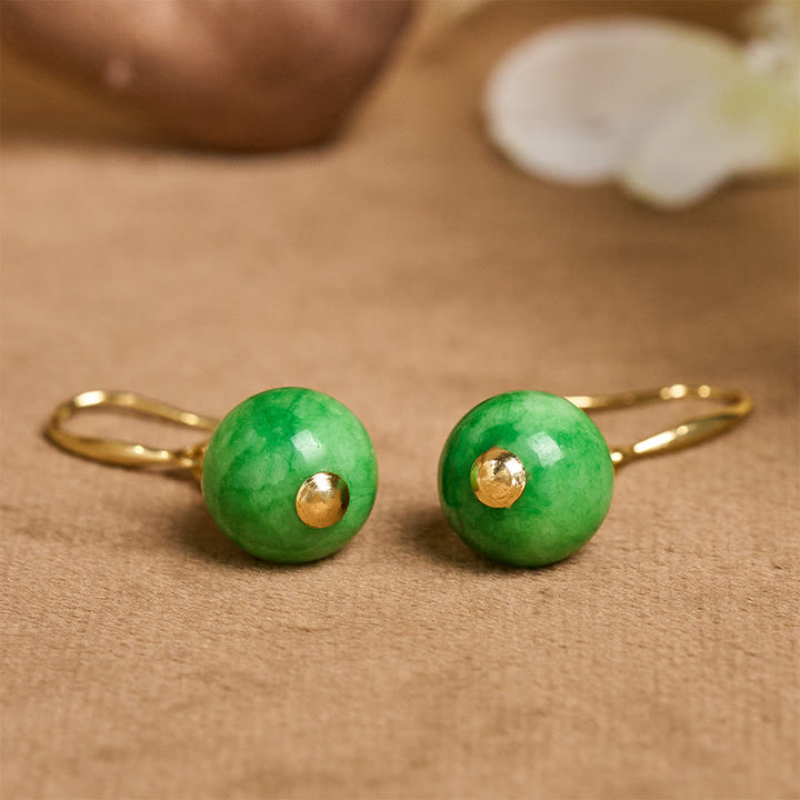 Buddha Stones Boucles d'oreilles Force et Courage en argent sterling 925 et calcédoine verte - image 3